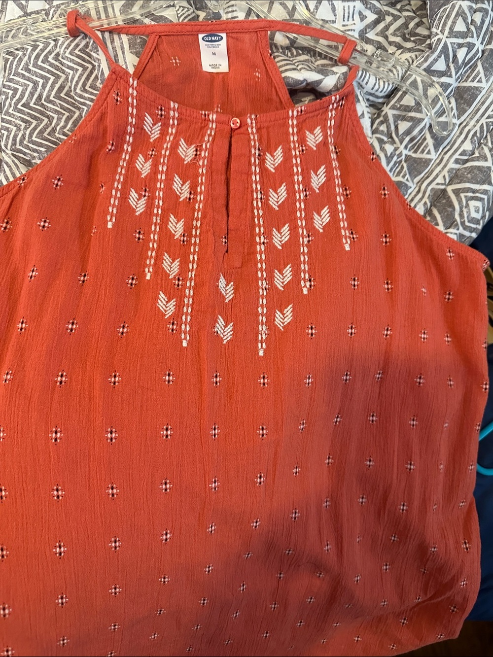 Old Navy Orange Rust Embroidered Halter Camisole Size Medium